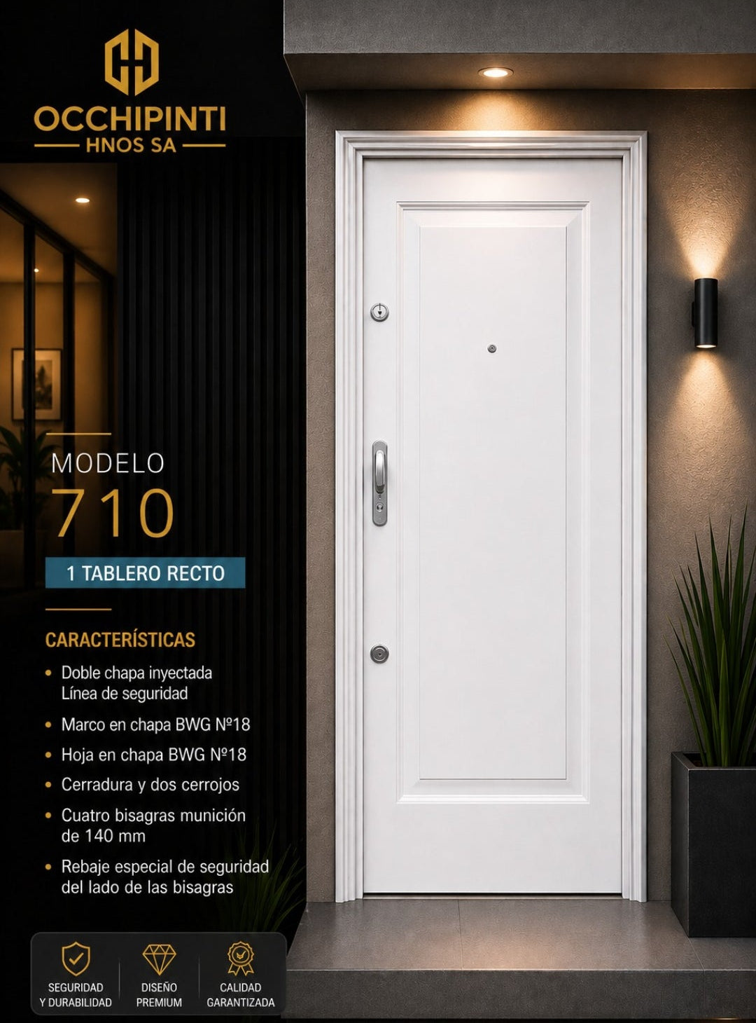 Puerta doble chapa inyectada 80 seguridad